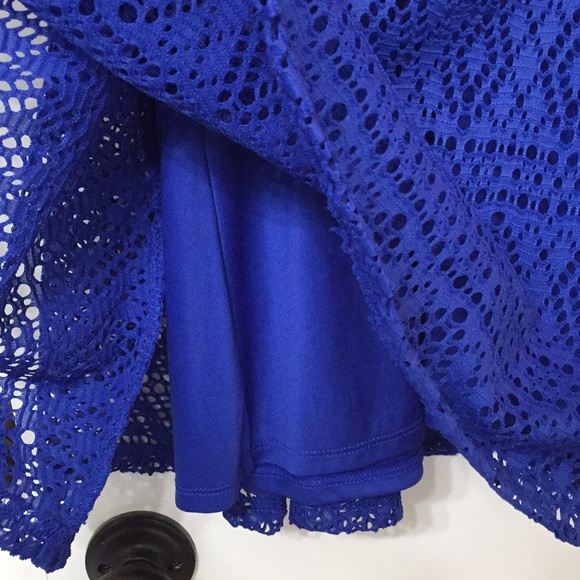 Royal blue lace skater dress with lining - Picture 5 of 8